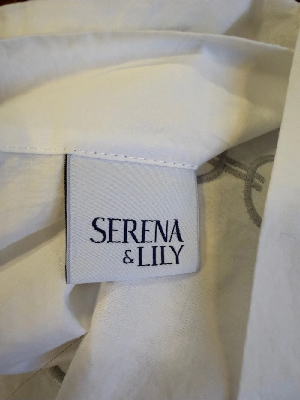 Serena & Lily Boudoir pillow cover White Cotton with Gray Chain Border